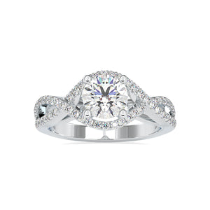 0.70cts. Solitaire Platinum Diamond Halo Twisted Shank Engagement Ring JL PT 0118
