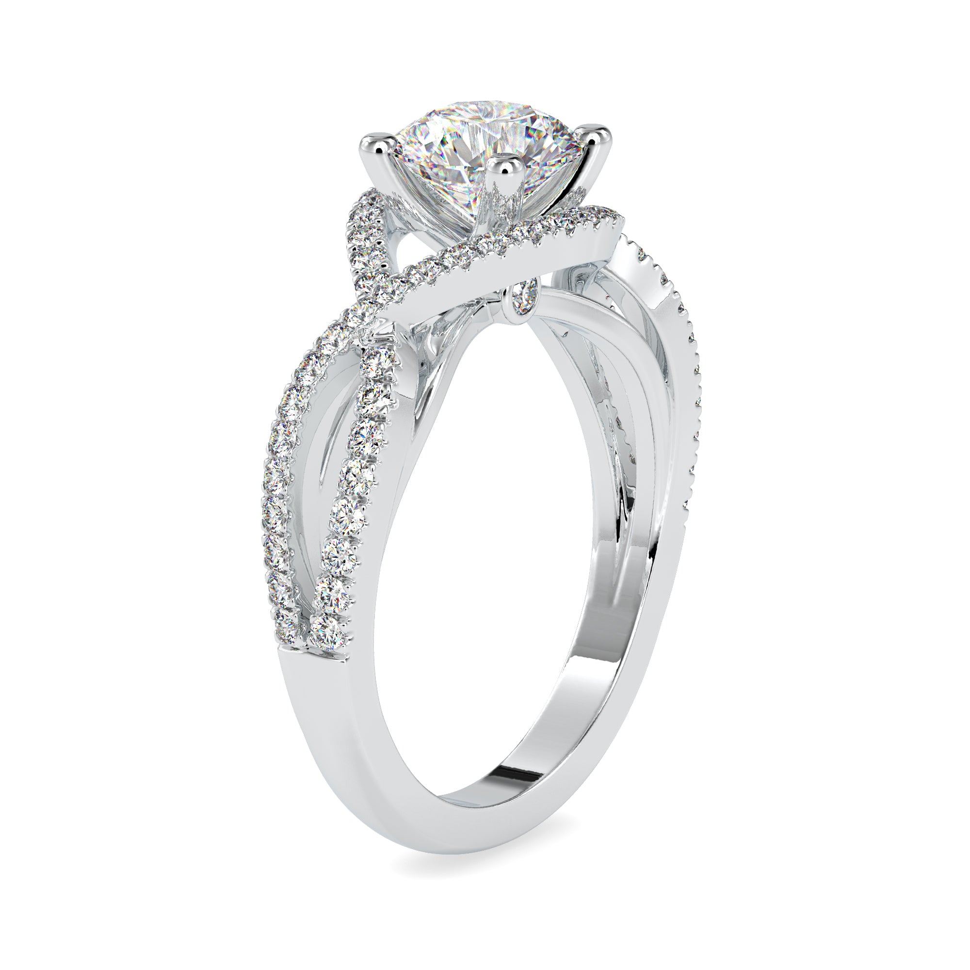 0.70cts. Solitaire Platinum Diamond Halo Twisted Shank Engagement Ring JL PT 0118