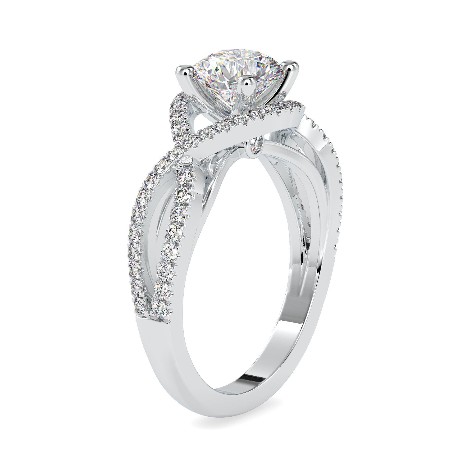 0.70cts. Solitaire Platinum Diamond Halo Twisted Shank Engagement Ring JL PT 0118   Jewelove.US