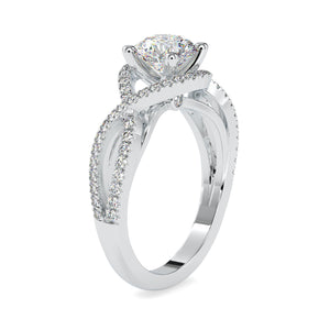 0.50cts. Solitaire Platinum Diamond Halo Twisted Shank Engagement Ring JL PT 0118 - A   Jewelove.US