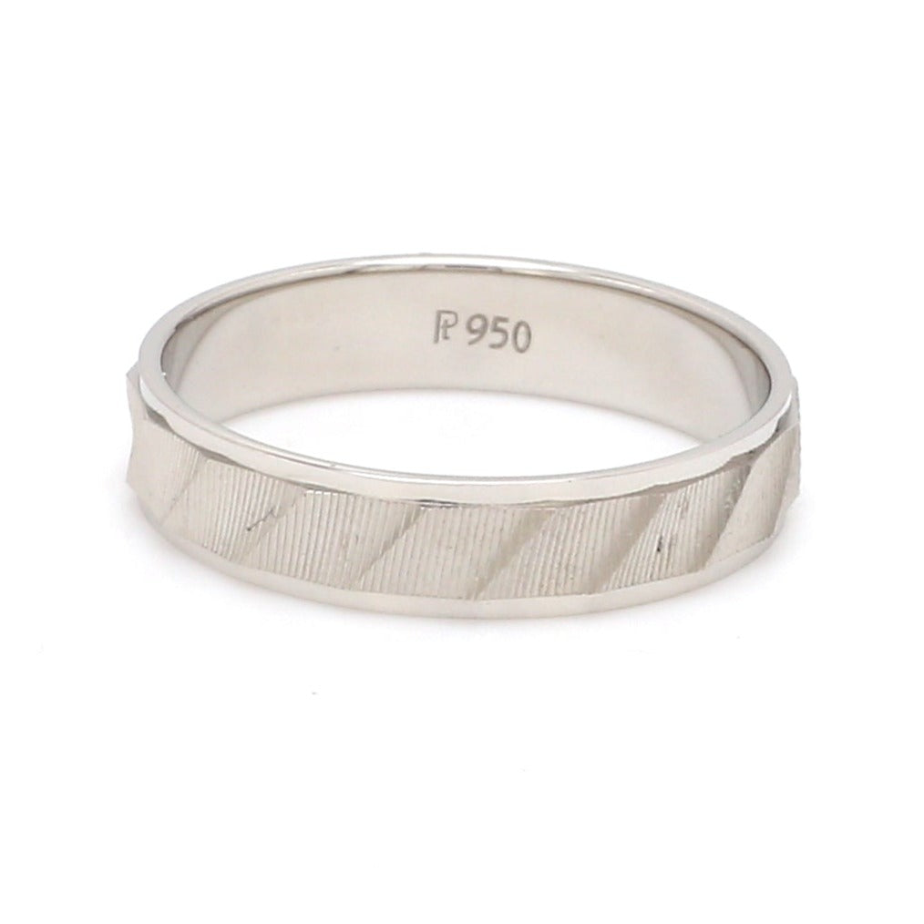 Designer Plain Platinum Love Bands with Unique Slanting Texture JL PT 1108  Women-s-Band-only Jewelove.US