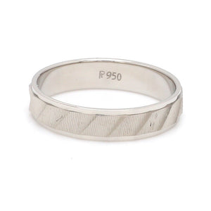Designer Plain Platinum Love Bands with Unique Slanting Texture JL PT 1108
