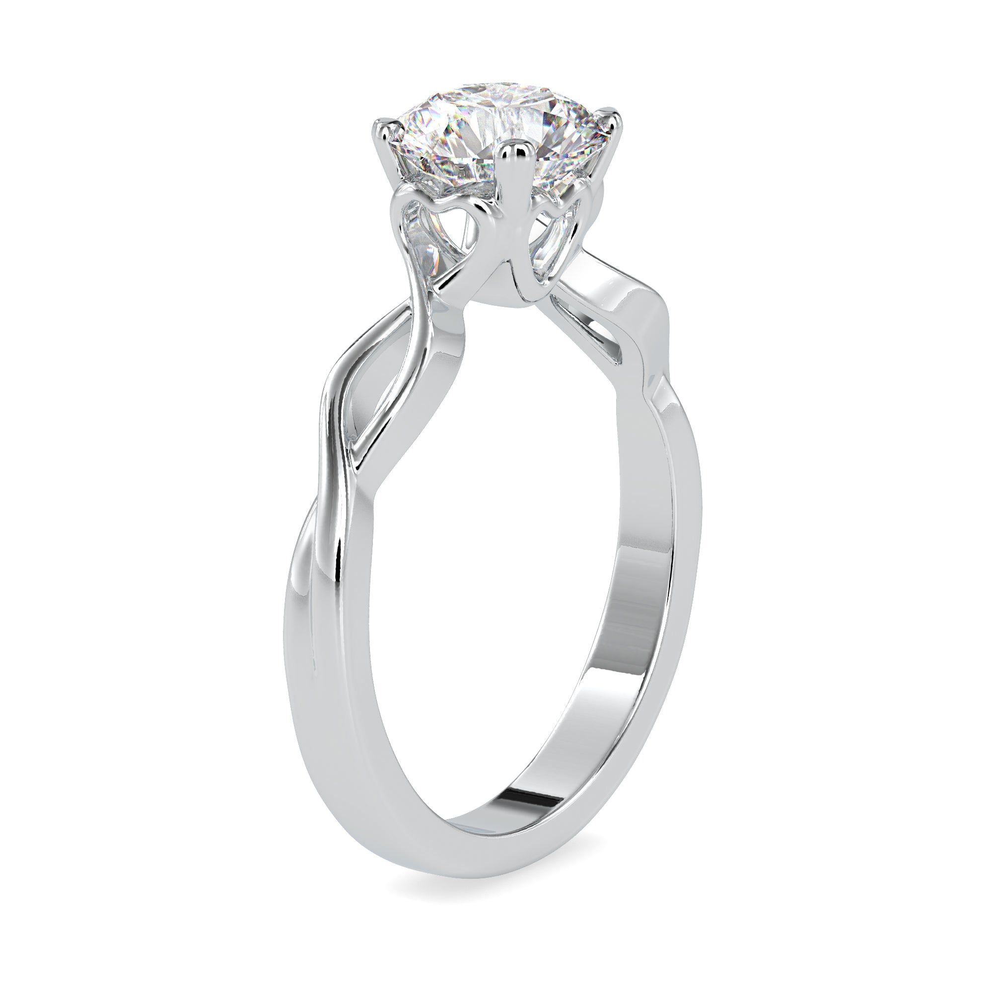 0.70cts. Solitaire Platinum Twisted Shank Engagement Ring JL PT 0137   Jewelove.US