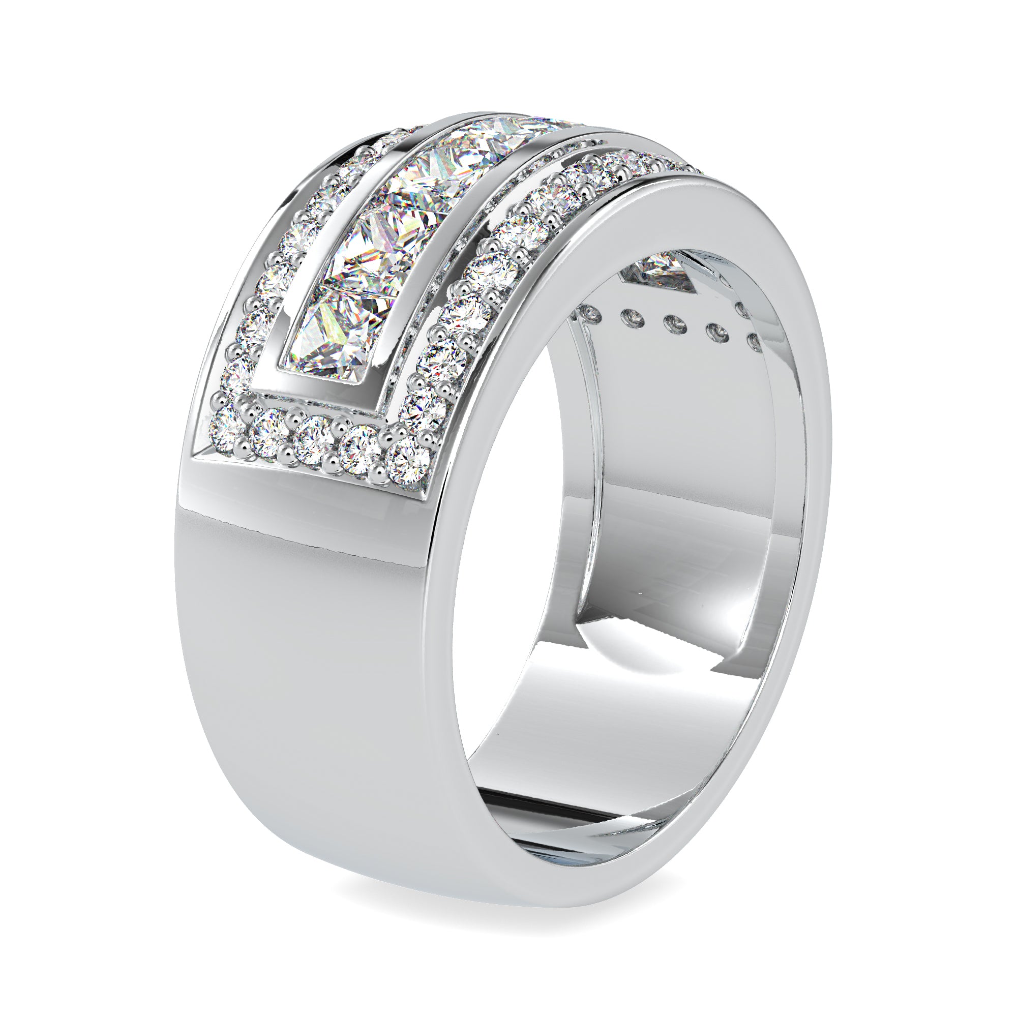 Designer Platinum Ring with Princess Cut & Round Brilliant Cut Diamond  for Women JL PT 0147   Jewelove.US