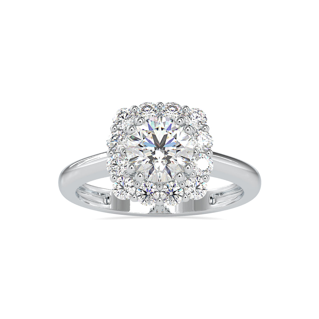 0.50cts. Solitaire Platinum Diamond Halo Engagement Ring JL PT 0148   Jewelove.US
