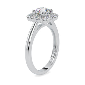 0.50cts. Solitaire Platinum Diamond Halo Engagement Ring JL PT 0148