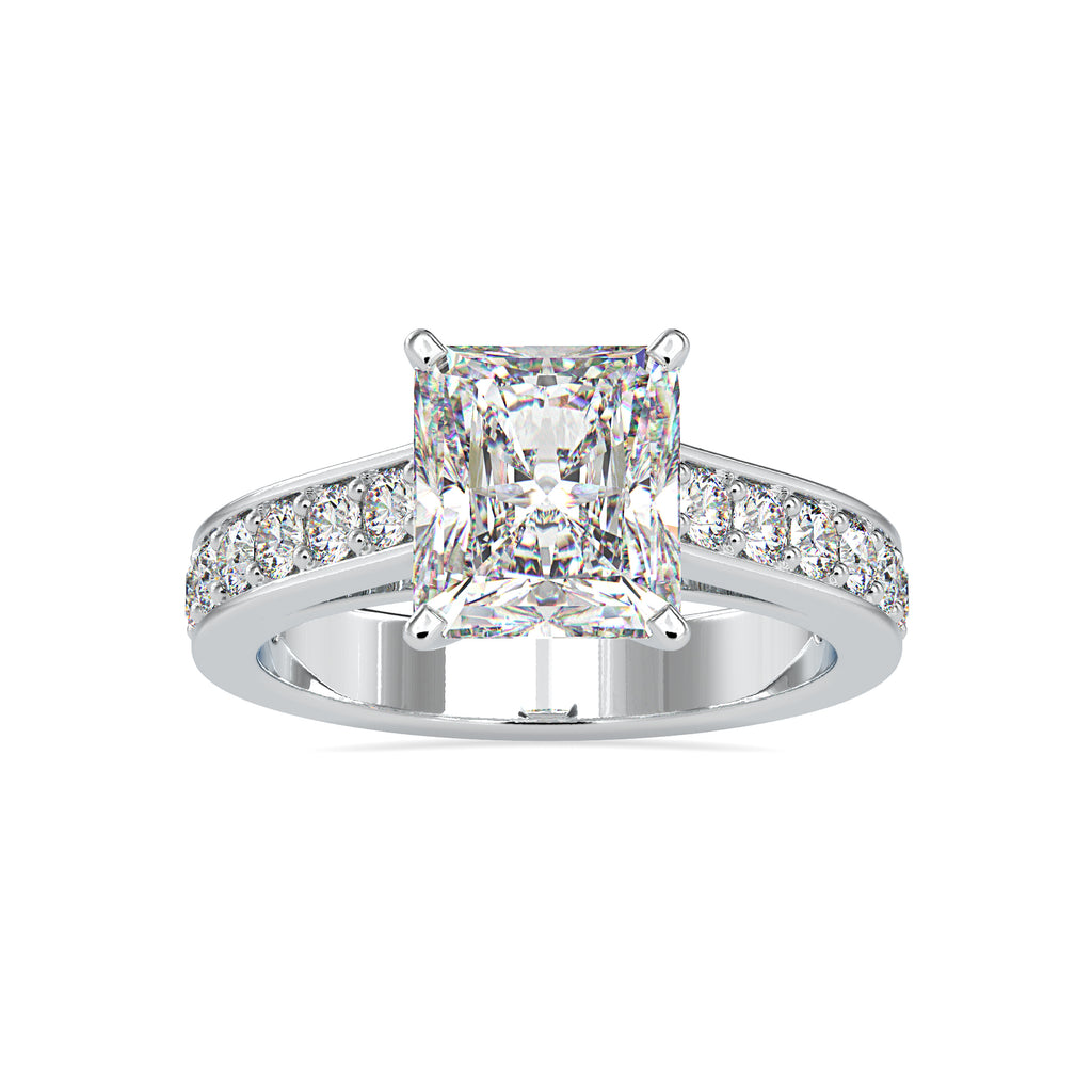 50-Pointer Princess Cut Solitaire Platinum Diamond Shank Ring JL PT 0152   Jewelove.US