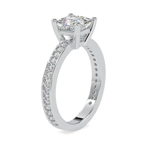 30-Pointer Princess Cut Solitaire Platinum Diamond Shank Ring JL PT 0155   Jewelove.US