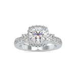 Load image into Gallery viewer, 50-Pointer Solitaire Halo Diamond Accents Shank Platinum Ring JL PT 0156   Jewelove.US
