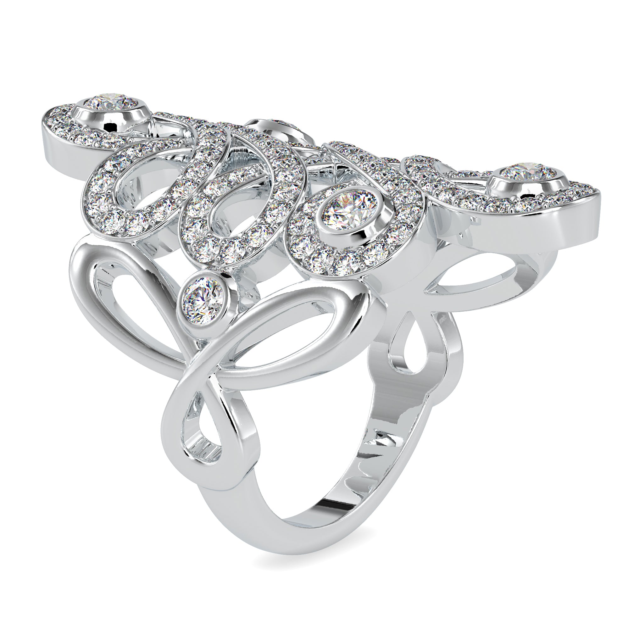 Designer Platinum Diamond Cocktail Engagement Ring JL PT 0161   Jewelove.US
