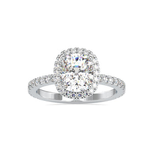 30-Pointer Solitaire Halo Diamond Shank Platinum Ring JL PT 0162