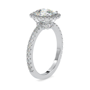 30-Pointer Solitaire Halo Diamond Shank Platinum Ring JL PT 0162