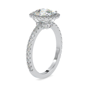 30-Pointer Solitaire Halo Diamond Shank Platinum Ring JL PT 0162   Jewelove.US