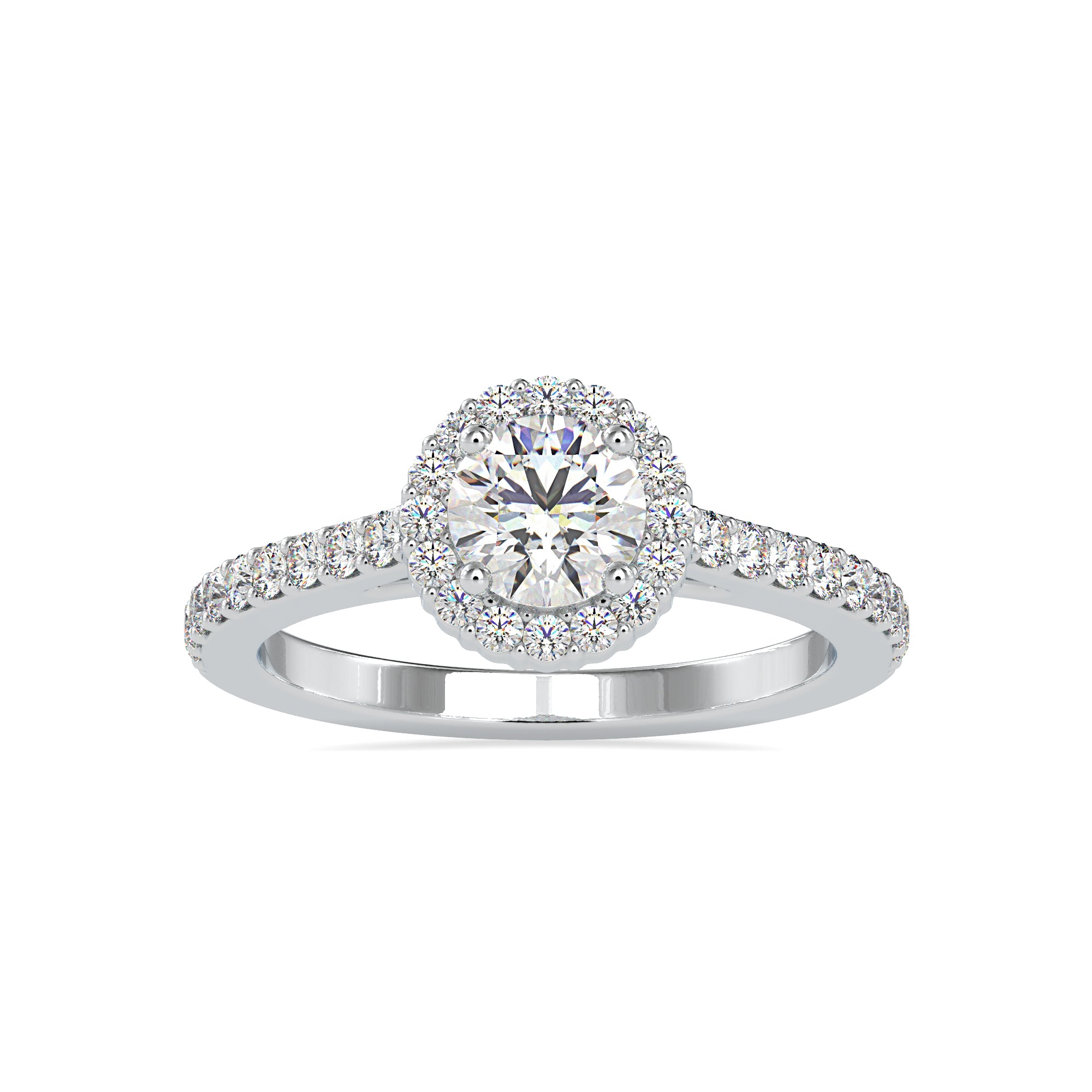 0.30cts. Solitaire Single Halo Diamond Shank Platinum Engagement Ring JL PT 0170