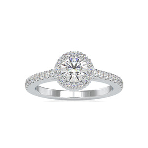 0.30cts. Solitaire Single Halo Diamond Shank Platinum Engagement Ring JL PT 0170   Jewelove.US