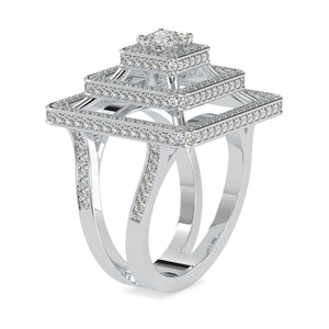 0.30cts. Princess Cut Diamond Solitaire Platinum Triple Halo Split Shank Engagement Ring JL PT 0172