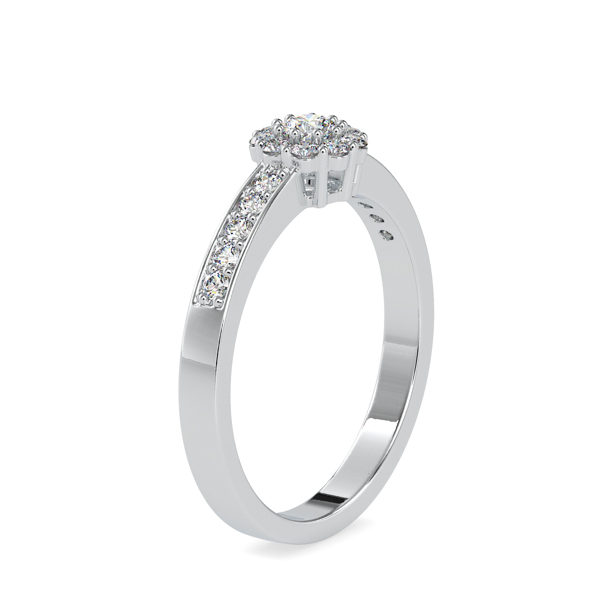Platinum Diamond Halo Solitaire Engagement Ring JL PT 0177