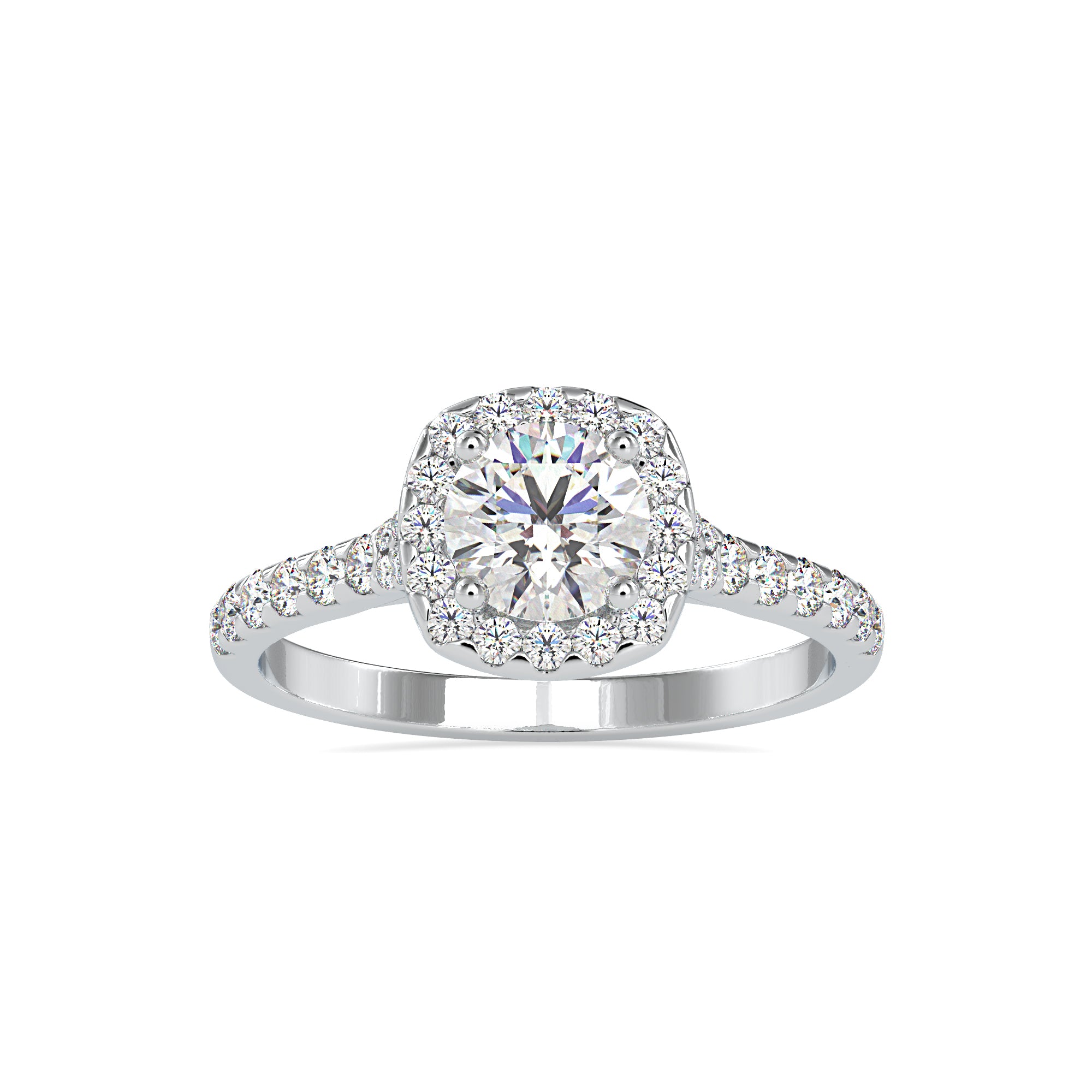 0.30cts. Solitaire Platinum Halo Diamond Shank Engagement Ring JL PT 0191