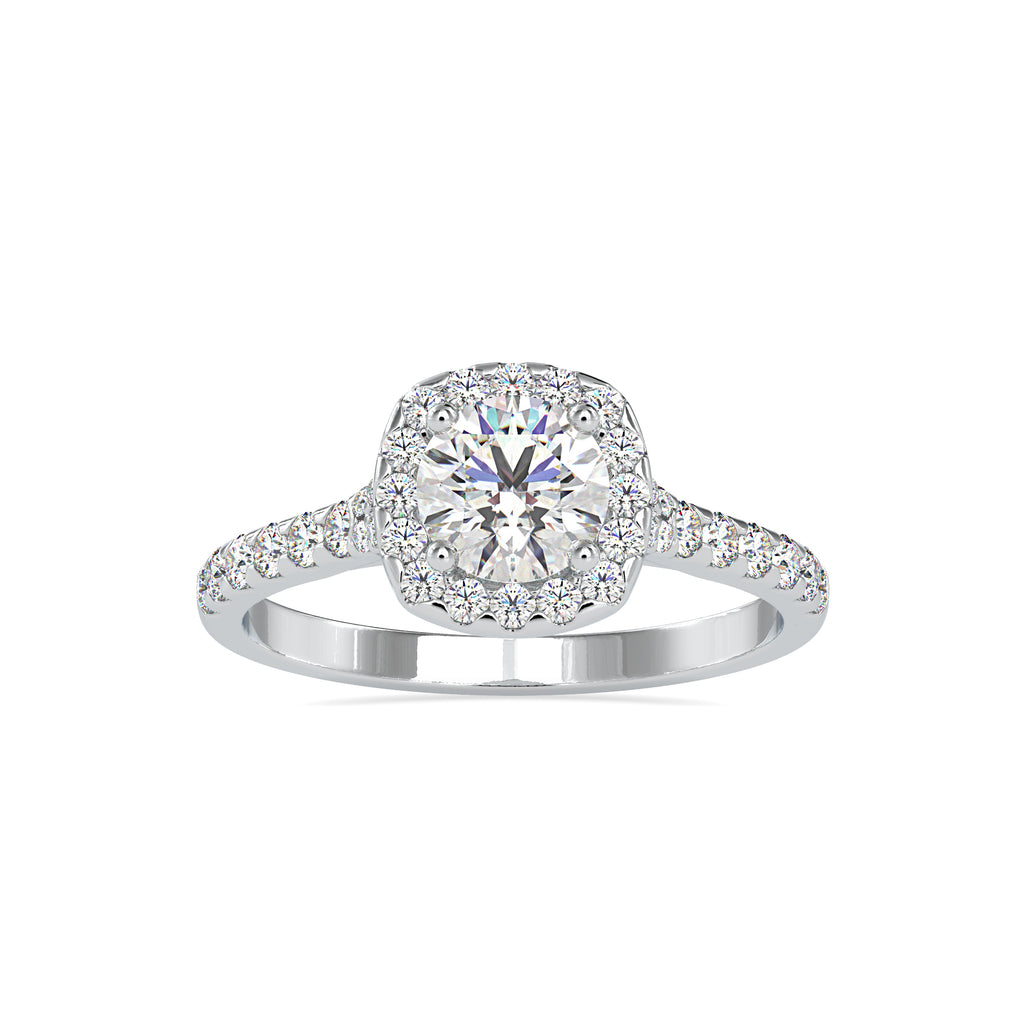 0.30cts. Solitaire Platinum Halo Diamond Shank Engagement Ring JL PT 0191   Jewelove.US