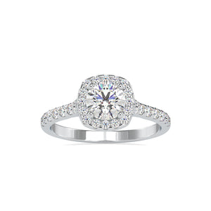 0.30cts. Solitaire Platinum Halo Diamond Shank Engagement Ring JL PT 0191