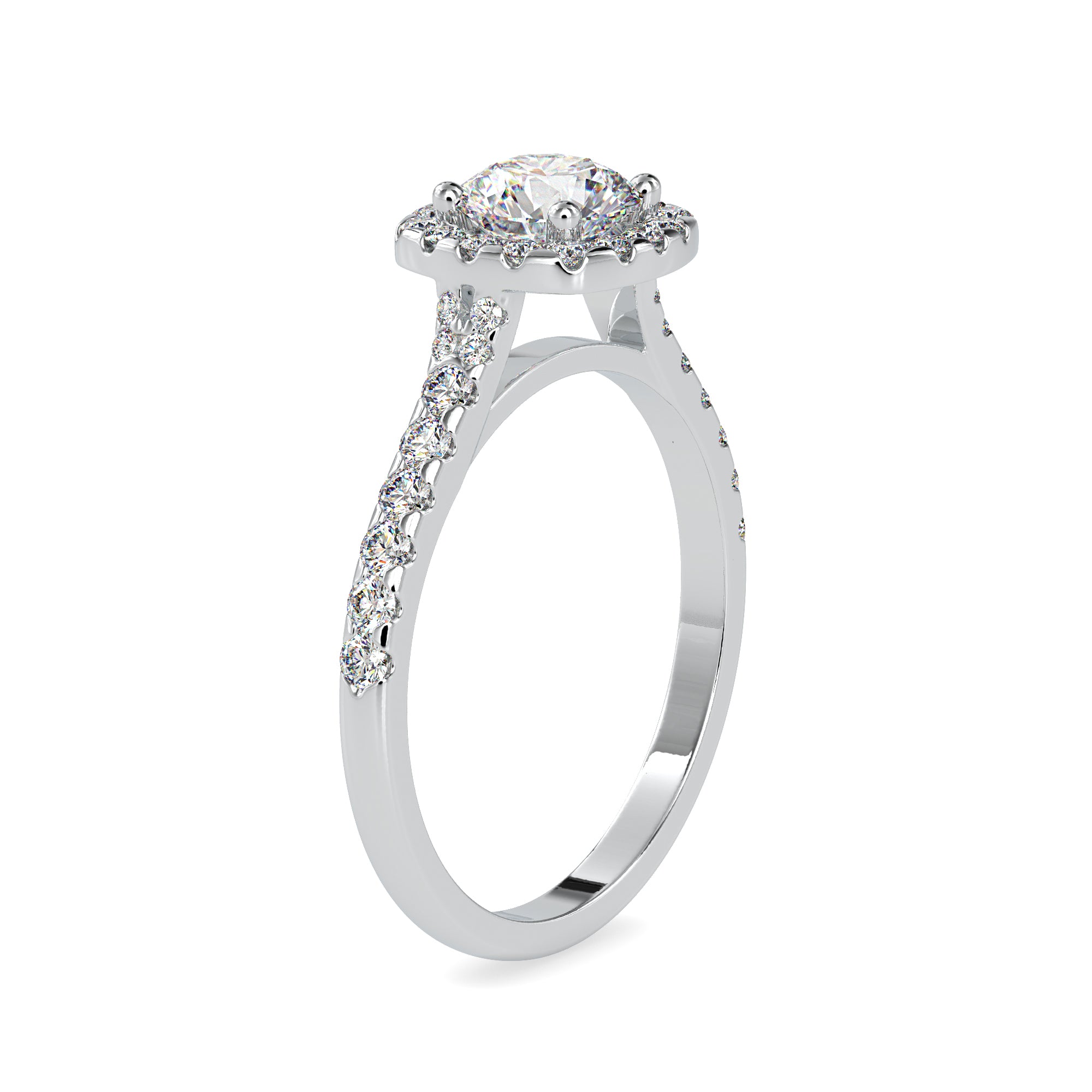 0.30cts. Solitaire Platinum Halo Diamond Shank Engagement Ring JL PT 0191