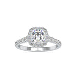 Load image into Gallery viewer, 0.50cts. Cushion Cut Solitaire Platinum Halo Diamond Shank Solitaire Engagement Ring JL PT 0193
