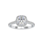 Load image into Gallery viewer, 0.50cts. Cushion Cut Solitaire Platinum Halo Diamond Shank Solitaire Engagement Ring JL PT 0193   Jewelove.US
