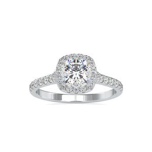 0.50cts. Cushion Cut Solitaire Platinum Halo Diamond Shank Solitaire Engagement Ring JL PT 0193   Jewelove.US