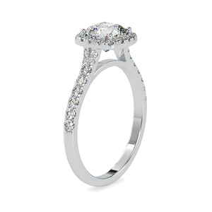 0.50cts. Cushion Cut Solitaire Platinum Halo Diamond Shank Solitaire Engagement Ring JL PT 0193