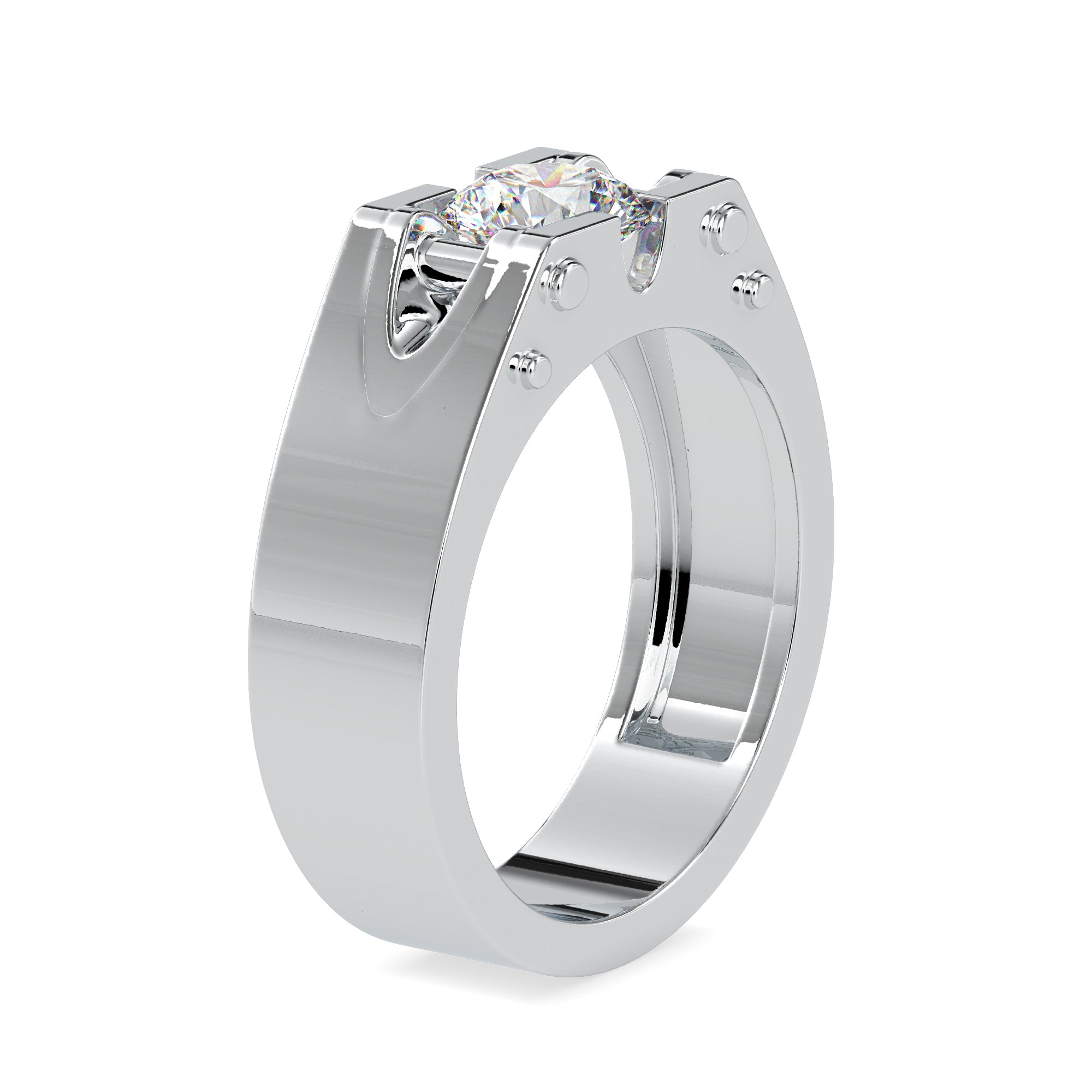 Majestic Platinum Solitaire Finger Ring for Men