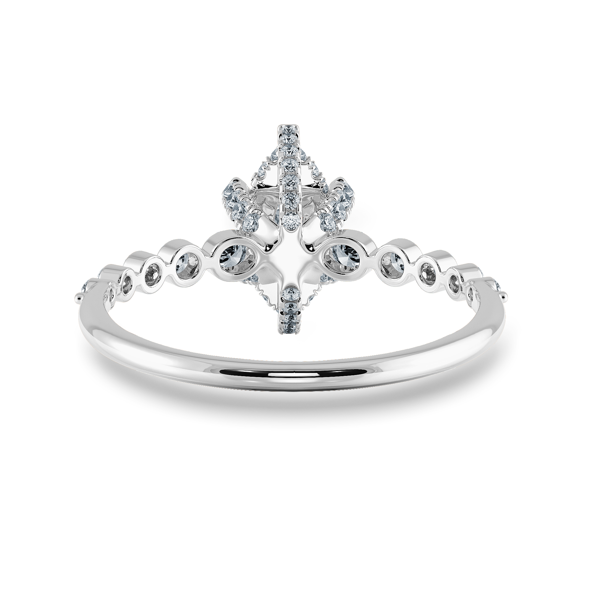 0.50cts Marquise Cut Solitaire Halo Diamond Accents Platinum Ring JL PT 2010-A   Jewelove.US