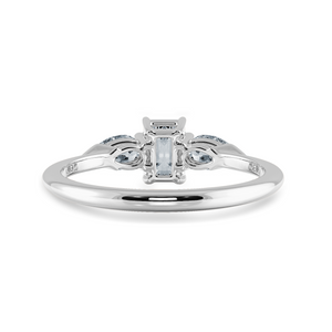 0.30cts Emerald Cut Solitaire with Pear Cut Diamond Accents Platinum Ring JL PT 1204   Jewelove.US
