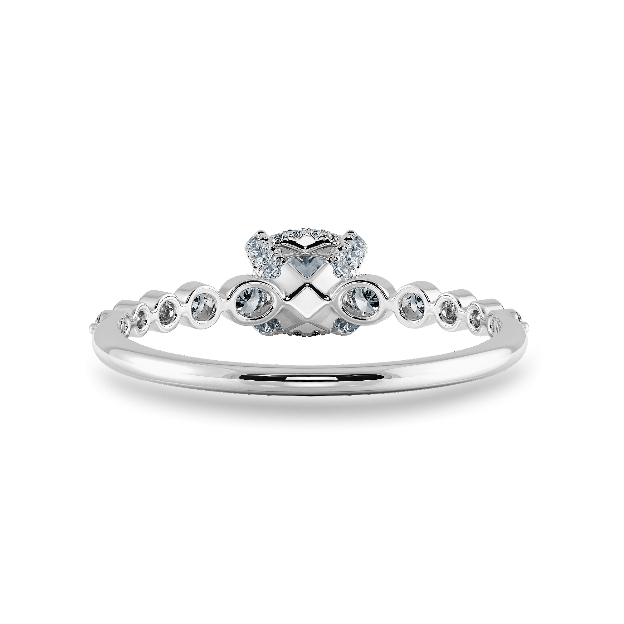 0.50cts. Cushion Cut Solitaire Halo Diamond Accents Platinum Engagement Ring JL PT 2005-A   Jewelove.US