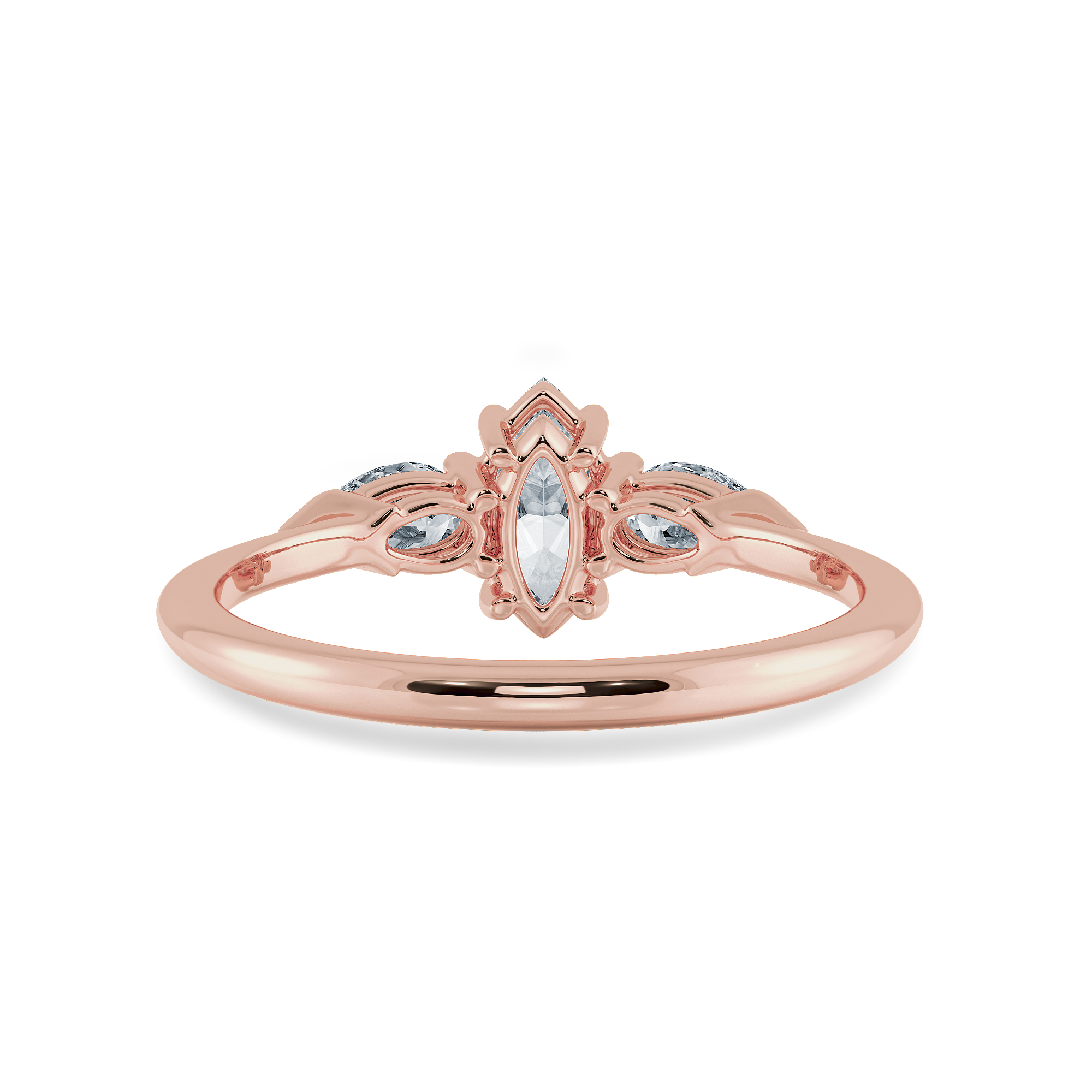 0.50cts. Marquise Cut Solitaire with Pear Cut Diamond Accents 18K Rose Gold Ring JL AU 1208R-A   Jewelove.US