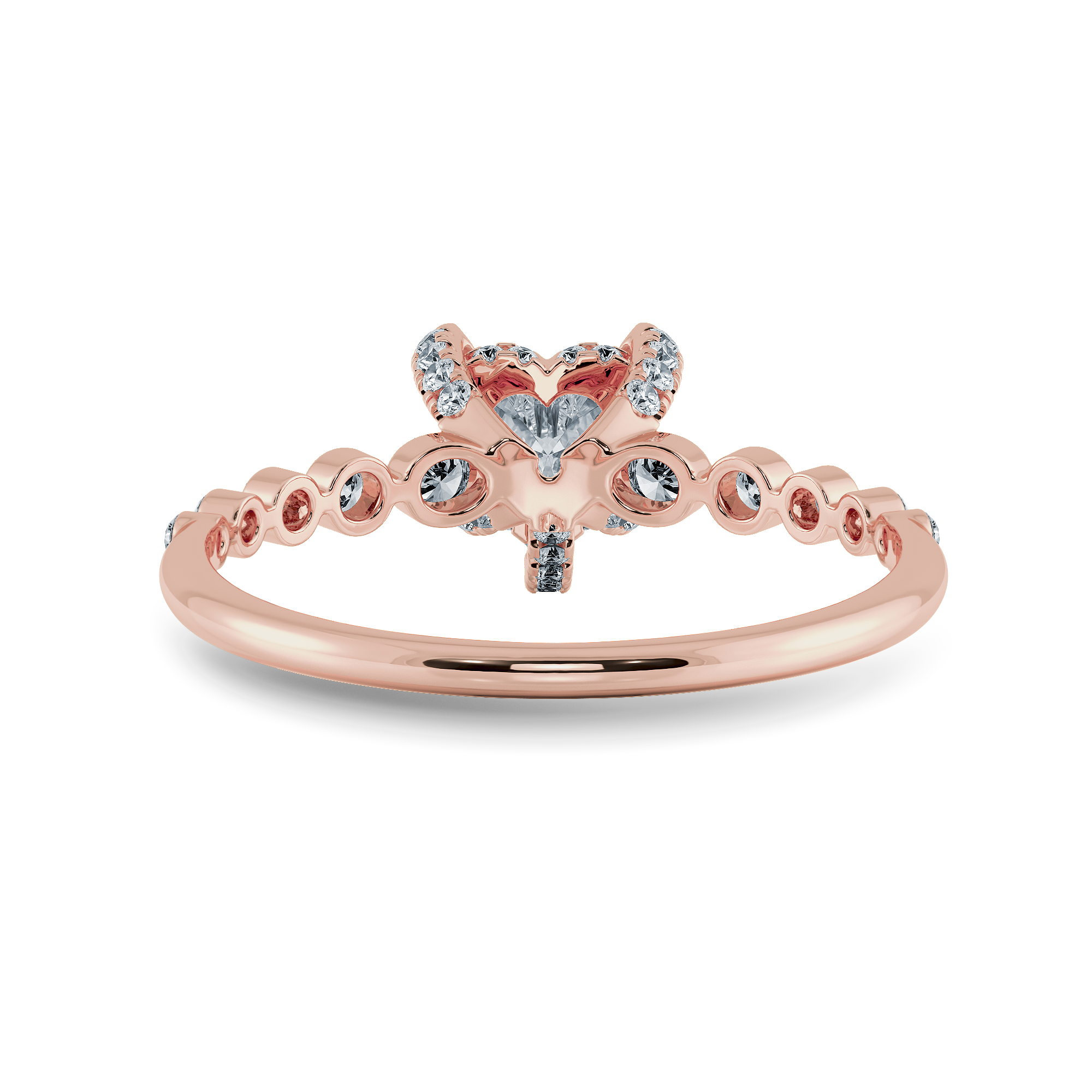 0.30cts. Heart Cut Solitaire Halo Diamond Accents 18K Rose Gold Ring JL AU 2007R   Jewelove.US