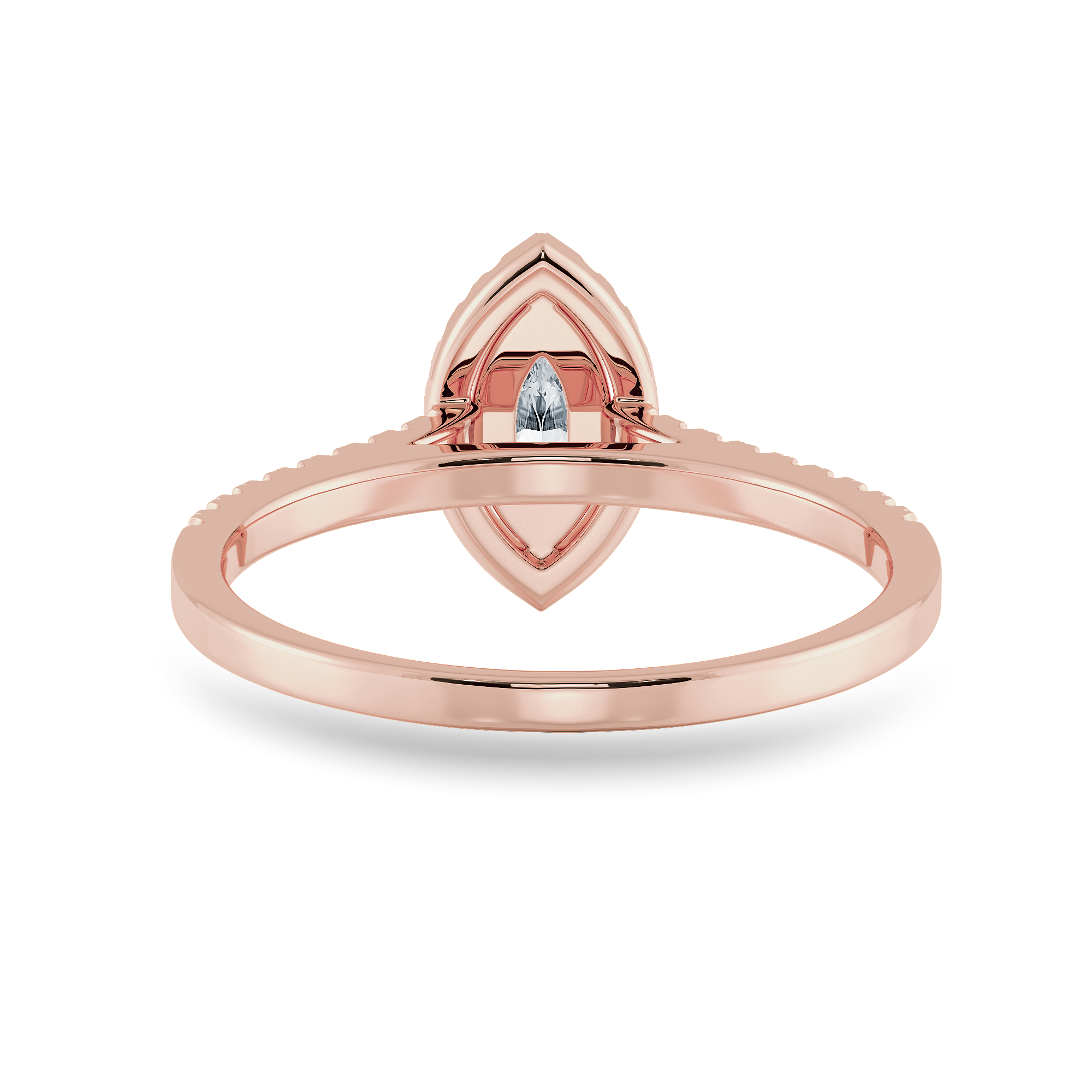 0.30cts. Marquise Cut Solitaire Halo Diamond Shank 18K Rose Gold Ring JL AU 1201R   Jewelove.US