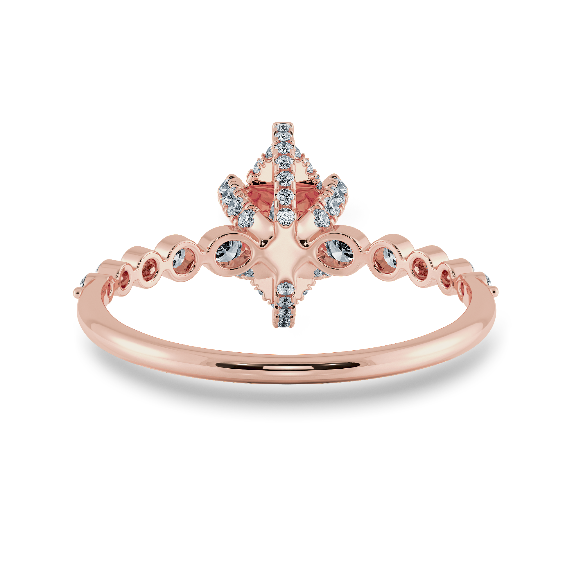 0.70cts. Marquise Cut Solitaire Halo Diamond Shank 18K Rose Gold Ring JL AU 2010R-B   Jewelove.US
