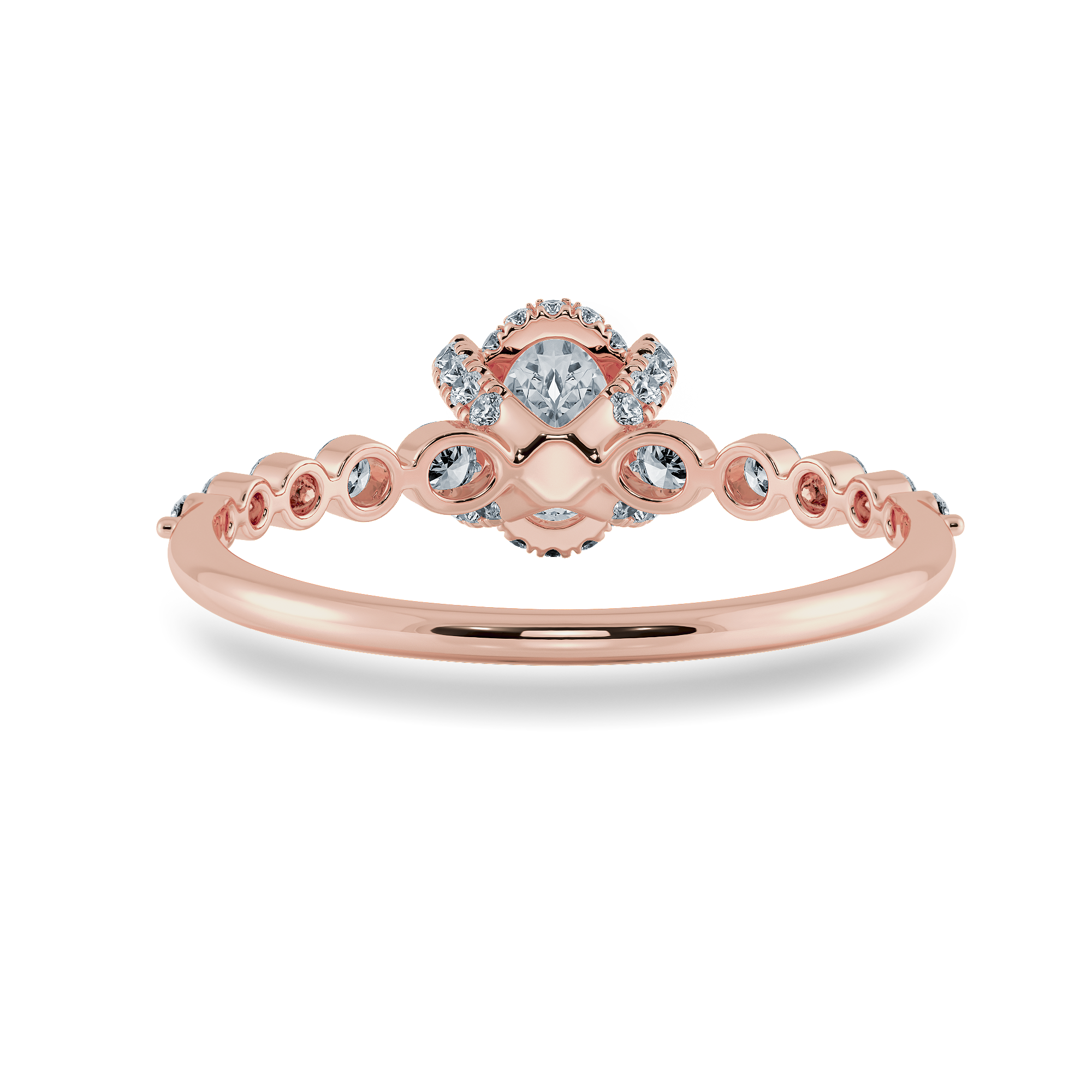 0.70cts. Oval Cut Solitaire Halo Diamond Accents 18K Rose Gold Ring JL AU 2008R-B   Jewelove.US