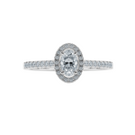 Load image into Gallery viewer, 0.30cts Oval Cut Solitaire Halo Diamond Shank Platinum Ring JL PT 1199   Jewelove.US
