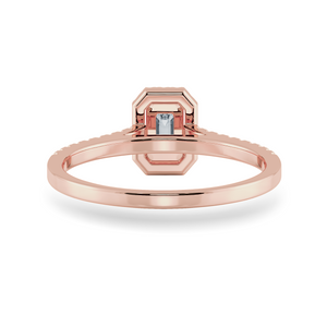 0.50cts. Emerald Cut Solitaire Halo Diamond Shank 18K Rose Gold Ring JL AU 1197R-A   Jewelove.US