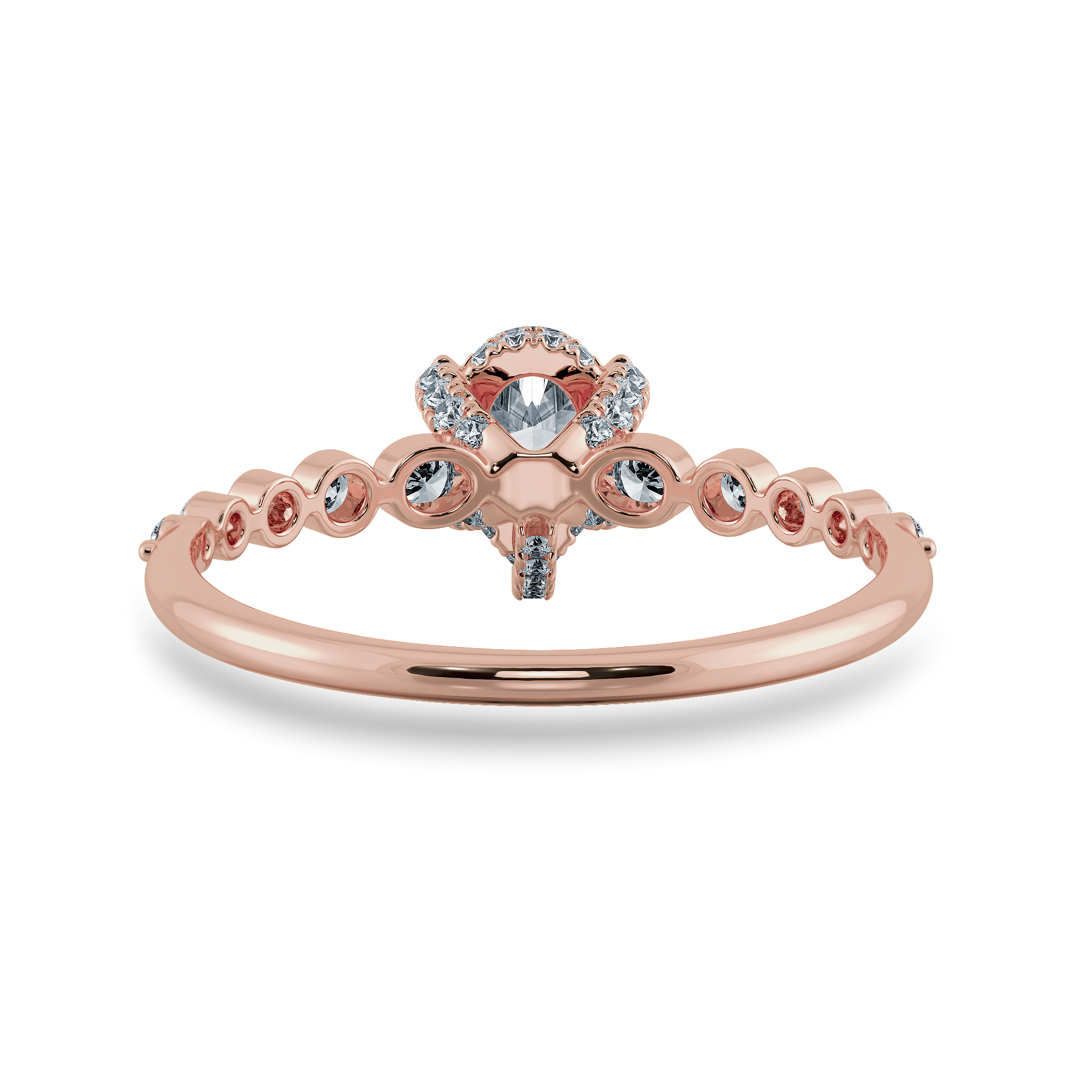 0.30cts. Pear Cut Solitaire Halo Diamond Accents 18K Rose Gold Ring JL AU 2009R   Jewelove.US