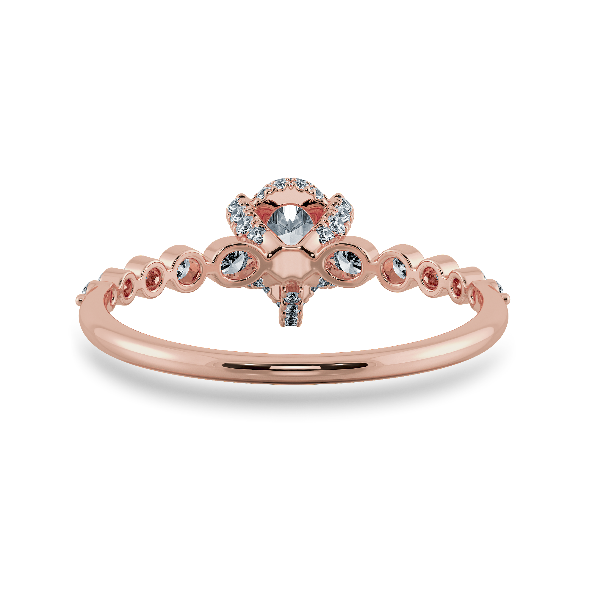 0.70cts. Pear Cut Solitaire Halo Diamond Accents 18K Rose Gold Ring JL AU 2009R-B   Jewelove.US