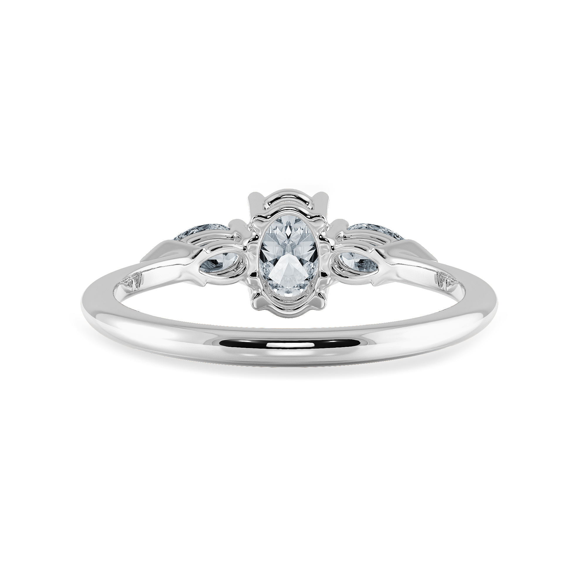 0.70cts Oval Cut Solitaire with Pear Diamond Accents Platinum Ring JL PT 1206-B   Jewelove.US