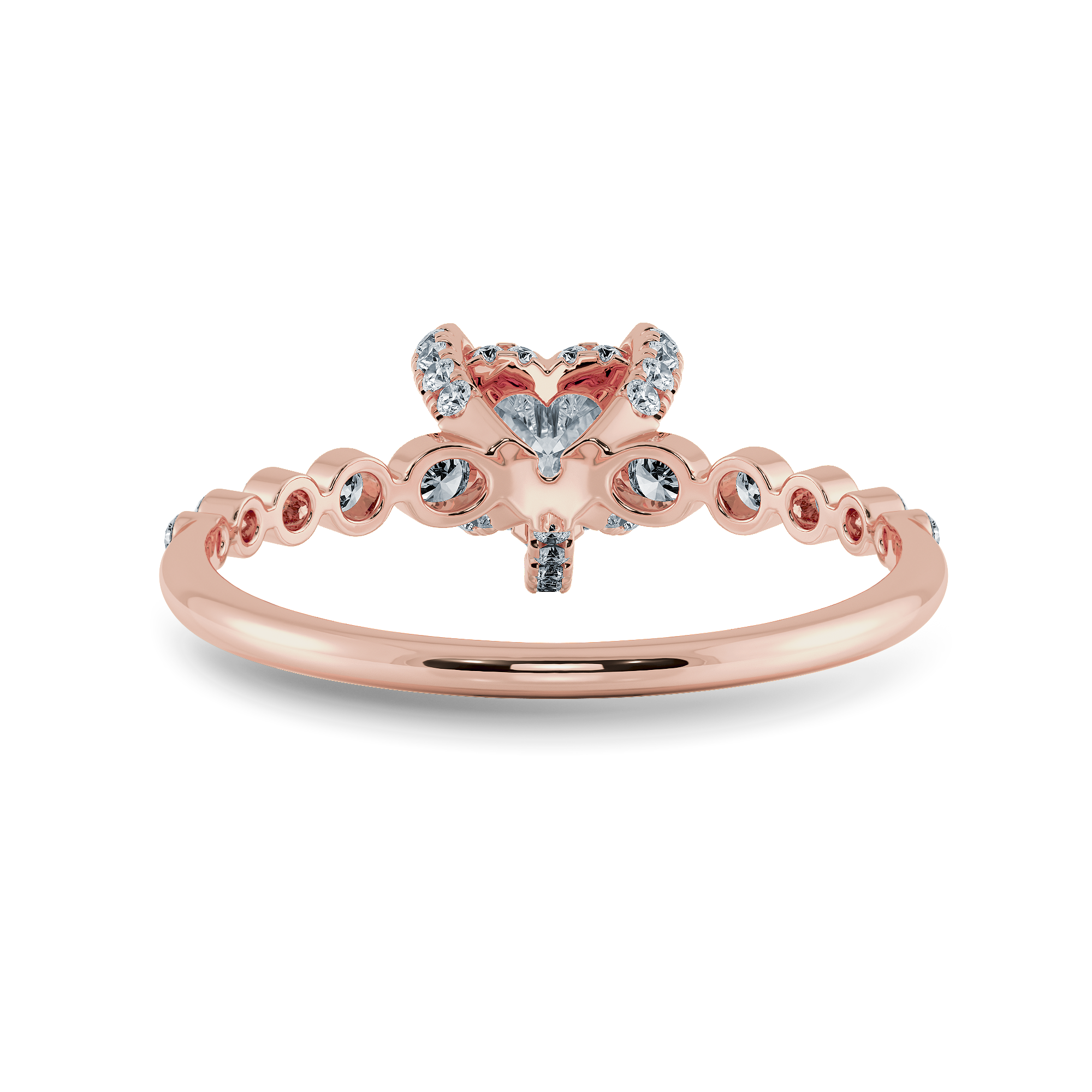0.70cts. Heart Cut Solitaire Halo Diamond Accents 18K Rose Gold Ring JL AU 2007R-B   Jewelove.US