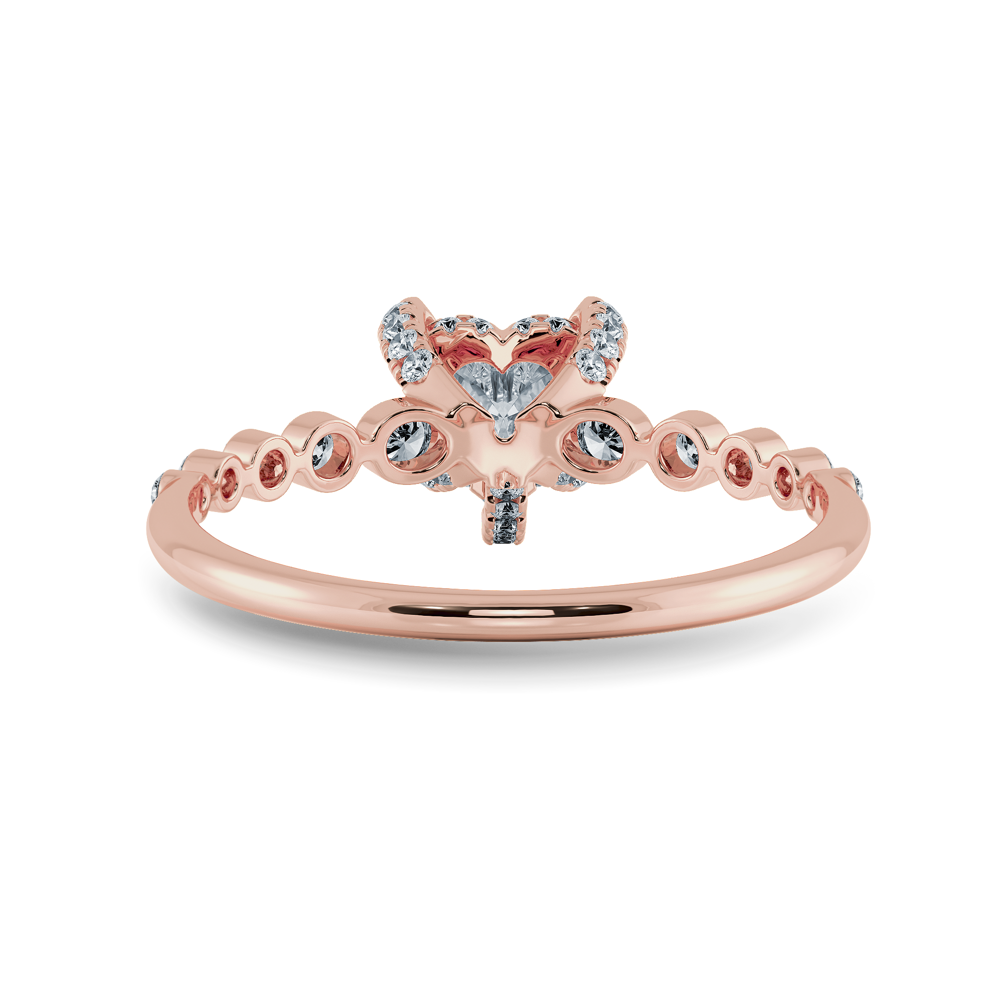 0.50cts. Heart Cut Solitaire Halo Diamond Accents 18K Rose Gold Ring JL AU 2007R-A   Jewelove.US