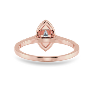 0.50cts. Marquise Cut Solitaire Halo Diamond Shank 18K Rose Gold Ring JL AU 1201R-A   Jewelove.US