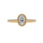 Load image into Gallery viewer, 0.70cts. Oval Cut Solitaire Halo Diamond Shank 18K Yellow Gold Ring JL AU 1199Y-B   Jewelove.US
