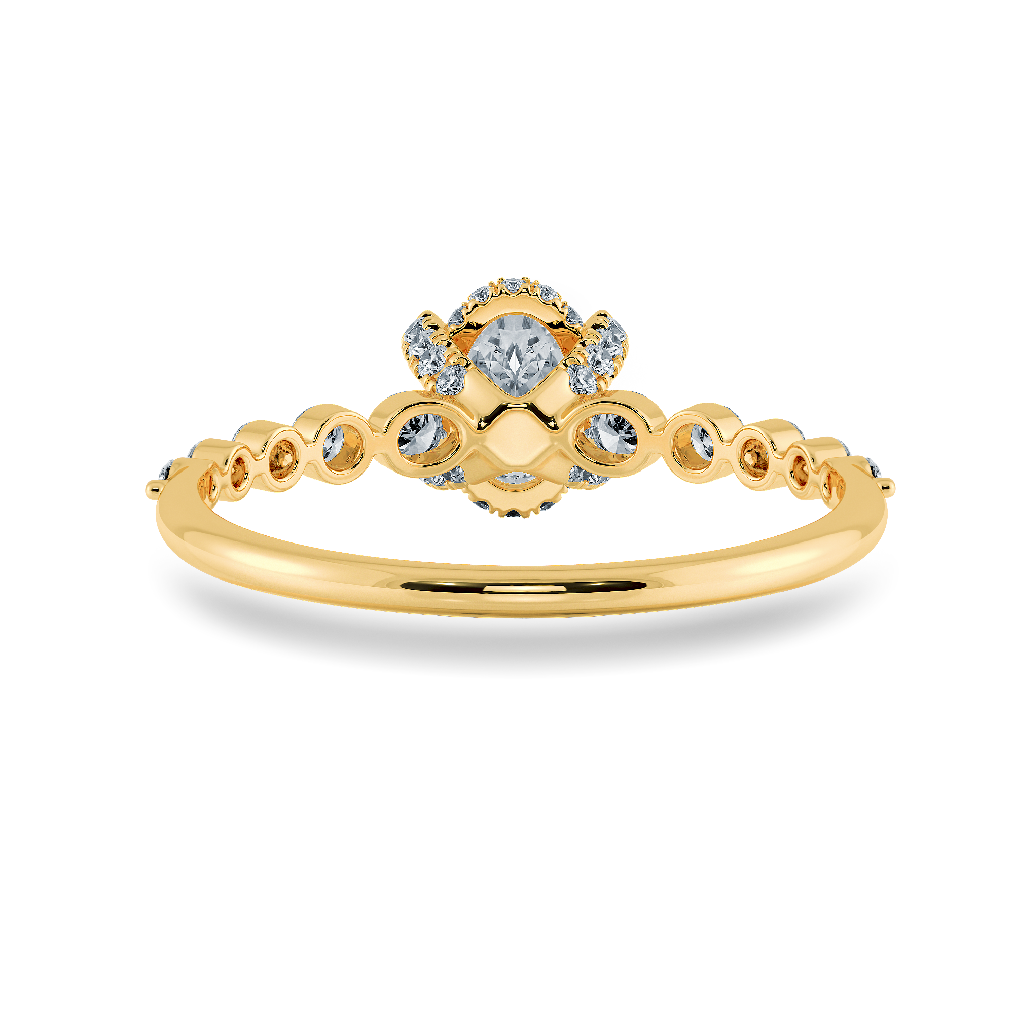 0.50cts. Oval Cut Solitaire Halo Diamond Accents 18K Yellow Gold Ring JL AU 2008Y-A   Jewelove.US