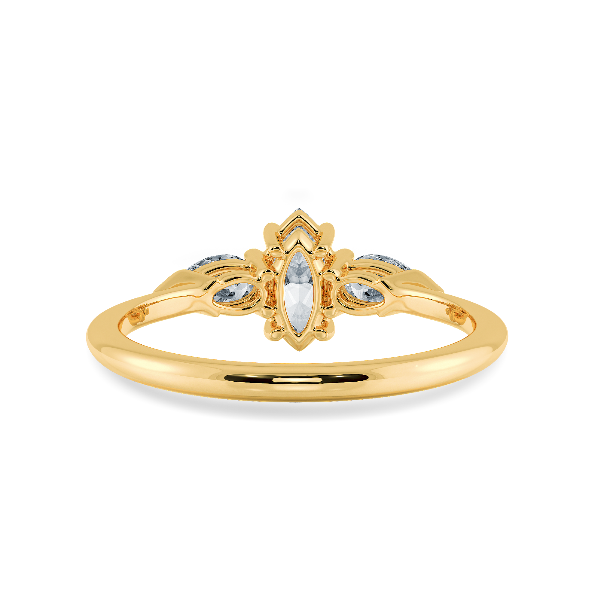 70-Pointer Marquise Cut Solitaire with Pear Cut Diamond Accents 18K Yellow Gold Ring JL AU 1208Y-B   Jewelove.US