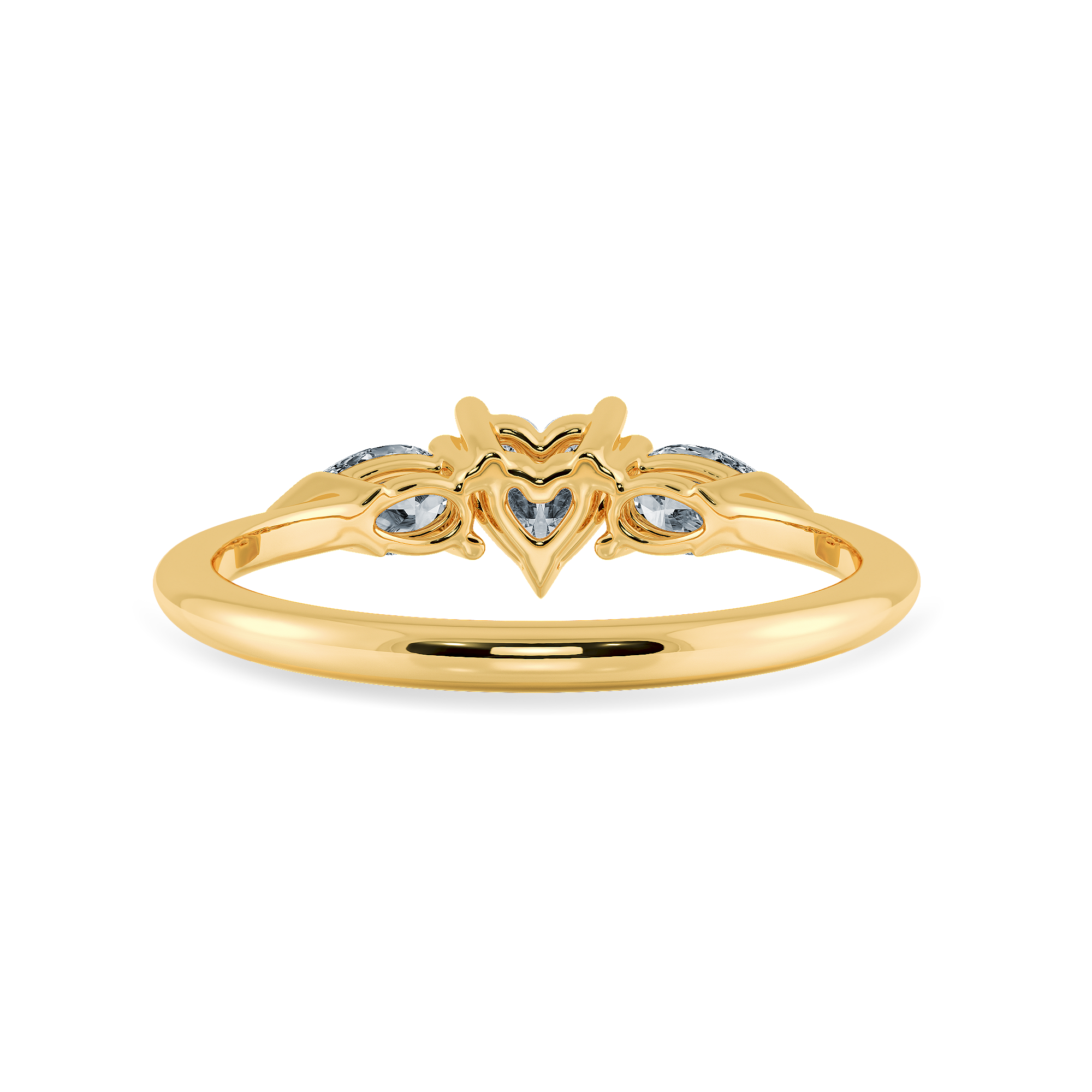 0.70cts. Heart Cut Solitaire with Pear Cut Diamond Accents 18K Yellow Gold Ring JL AU 1205Y-B   Jewelove.US